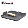 Durable Square Cast Grill Grill avec poignée pliable en bois